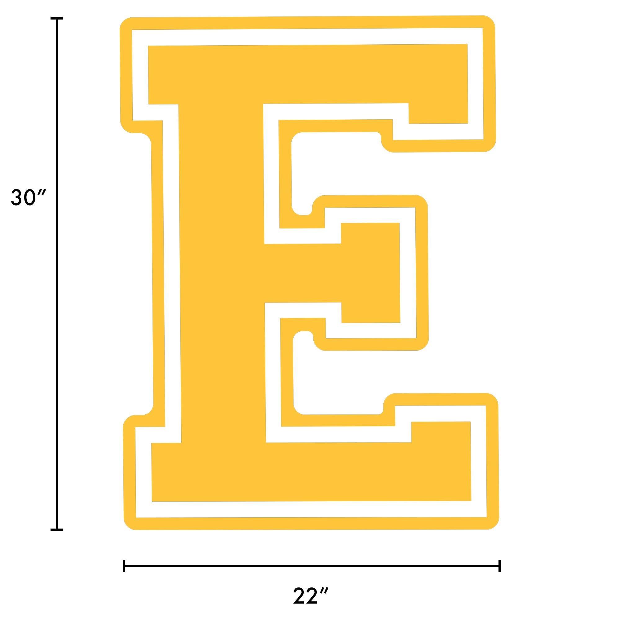 Yellow Collegiate Letter (E) Corrugated Plastic Yard Sign, 30in